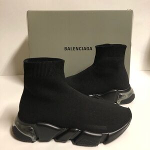 Balenciaga Speed Trainers Black Women Size 7 NDS BTS Sock Sneakers All Black